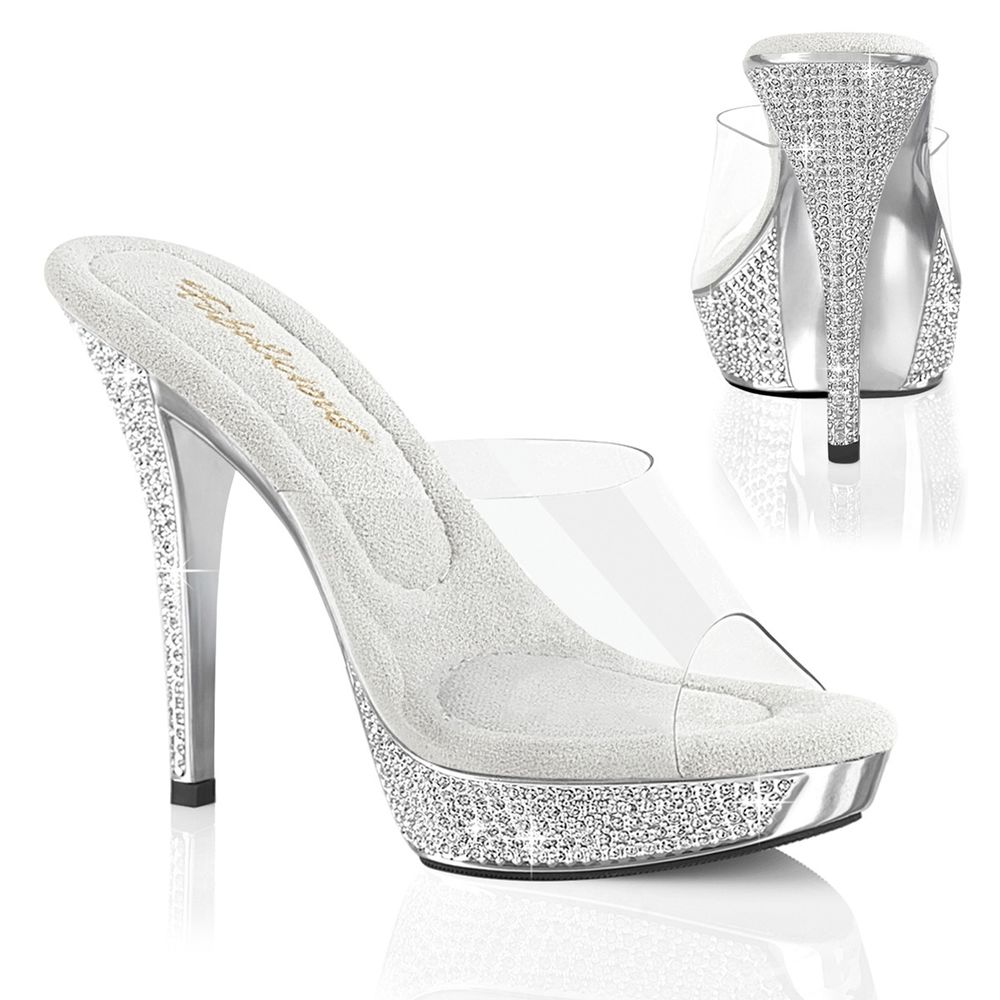 Fabulicious - ATHENA501 Muiltjes met hak - Wit/Zilverkleurig